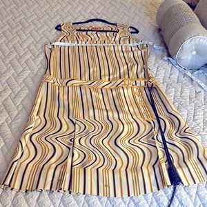 Tory Burch size 12 gold & blue sleeveless dress
